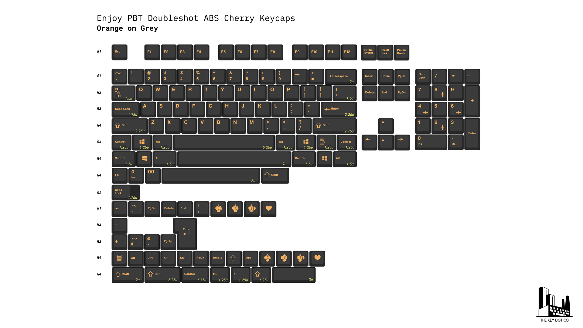 ePBT Doubleshot ABS Cherry Keycaps - Orange on Grey